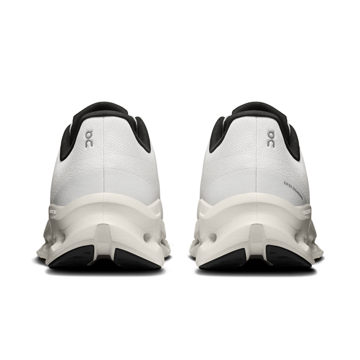 Women's running shoes heel view with padded collar and black side details