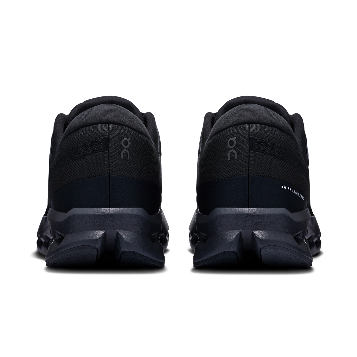 Men's wide running shoes, black knit upper and cushioned CloudTec heel