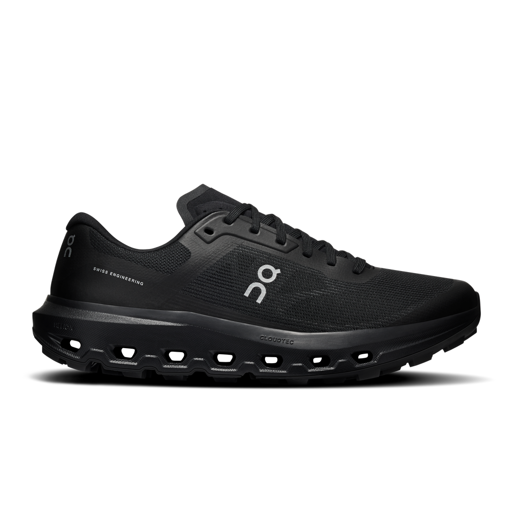 On Cloudvista 3 black men’s running shoes with lace-up mesh upper
