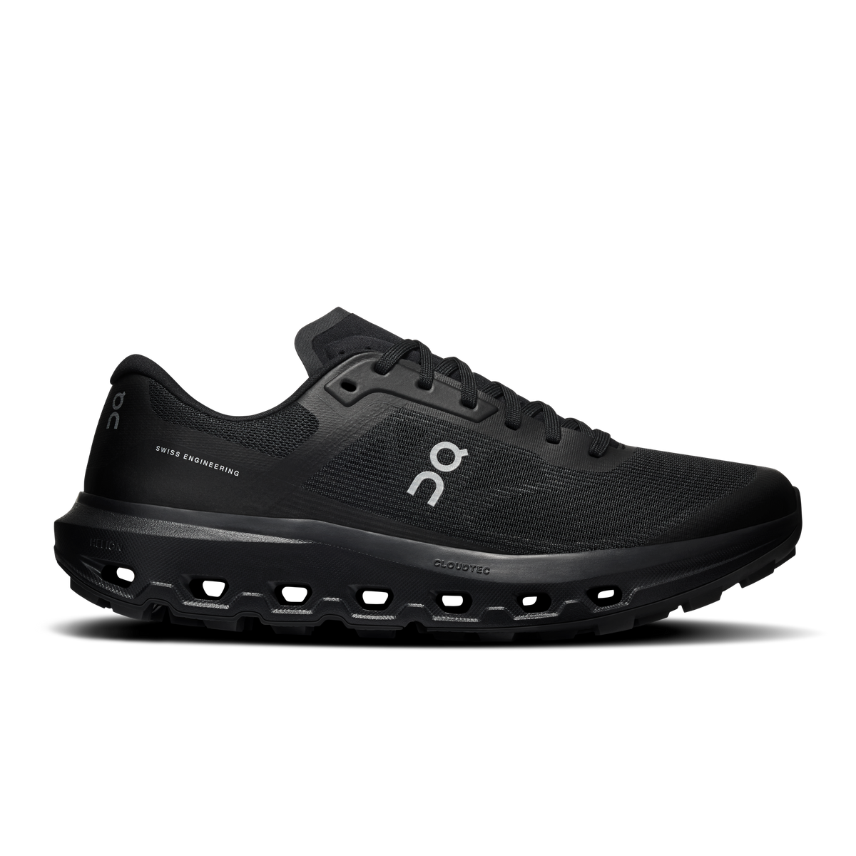 On Cloudvista 3 black men’s running shoes with lace-up mesh upper