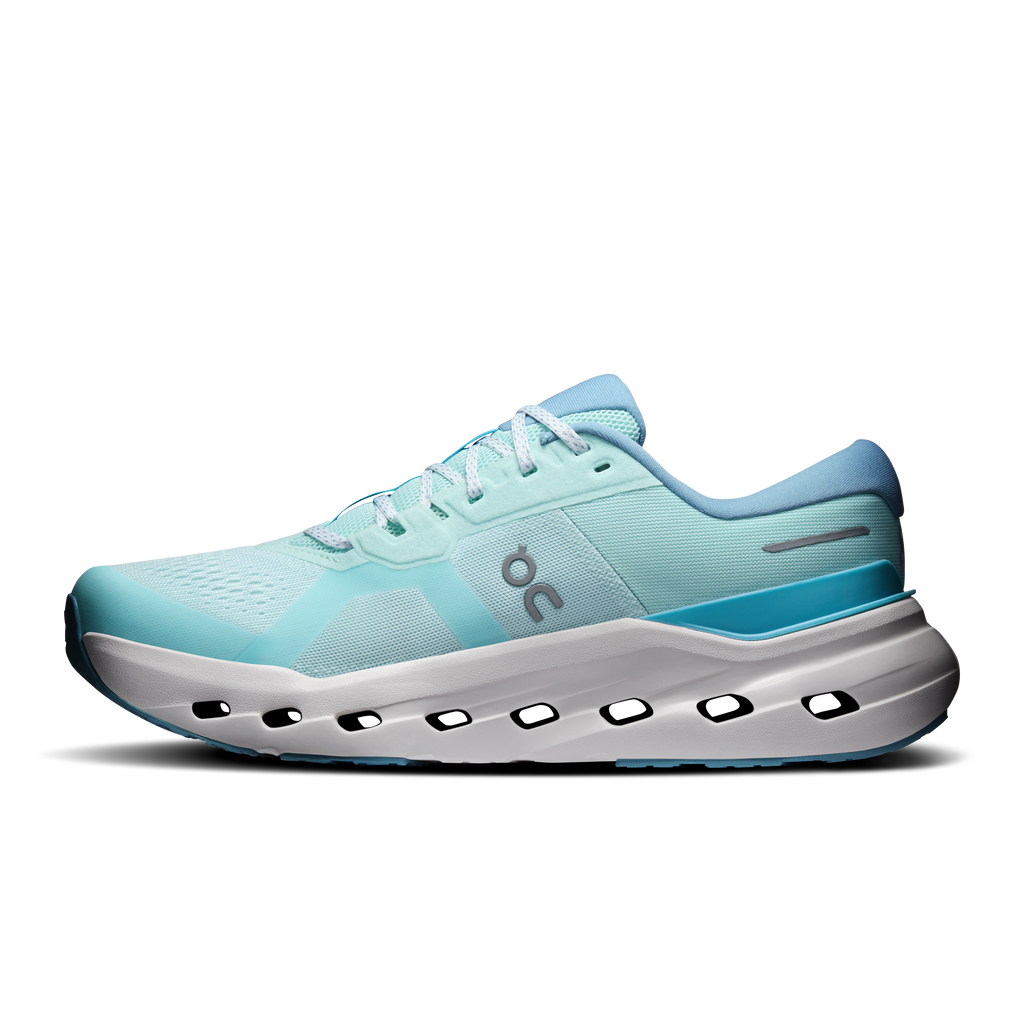 Men's On Cloudrunner 3 running shoes, sky blue upper with mint diagonal stripes