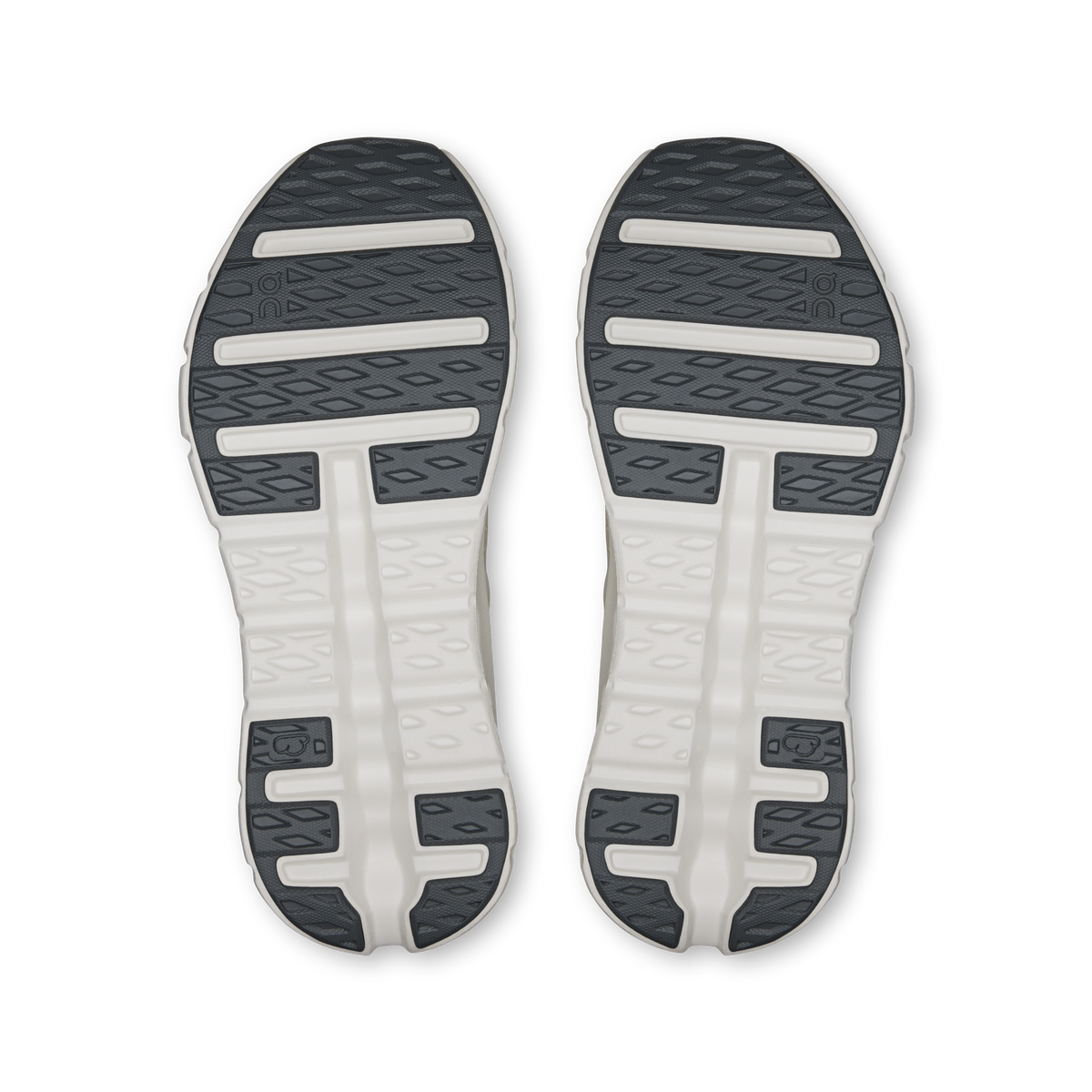 Shoe outsole pair with textured tread and patterned flex grooves