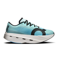 Women’s On Cloudboom Volt running shoes, celeste and blue knit upper, black accents