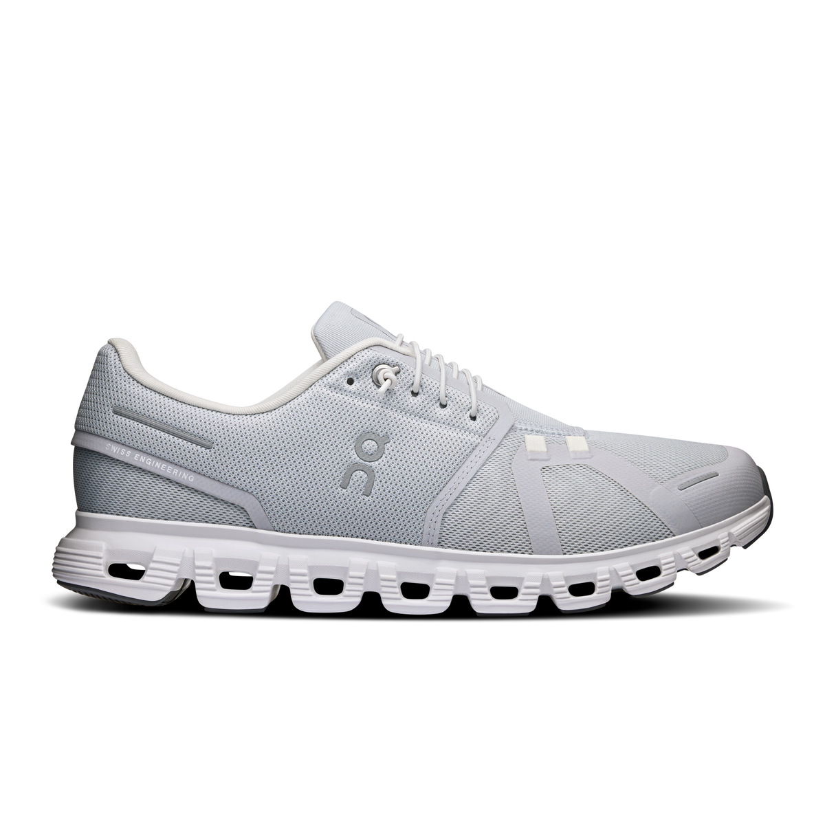 Men's wide running shoes in light gray with white CloudTec sole pods