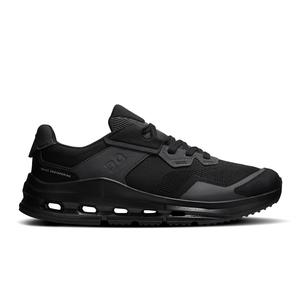 Men's black running shoes with lace-up front and CloudTec midsole