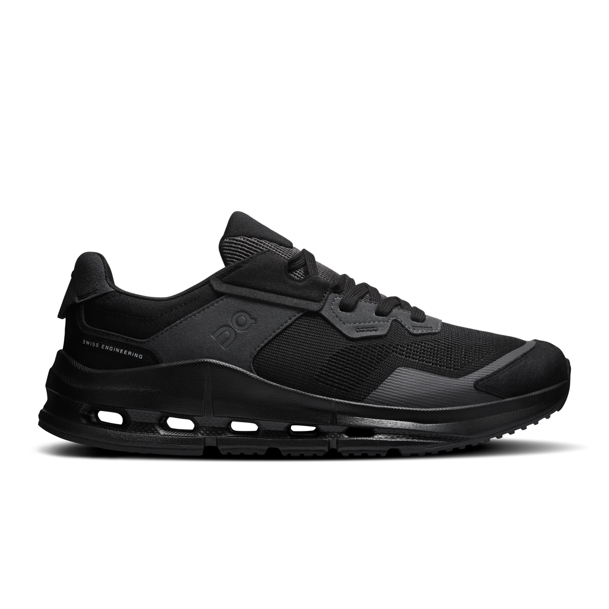 Men's black running shoes with lace-up front and CloudTec midsole