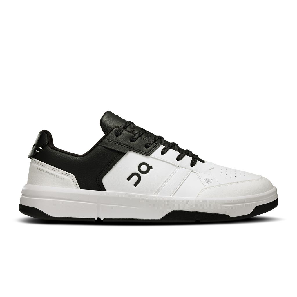 On Running men's Roger Clubhouse sneakers in white and black, lace-up, low profile