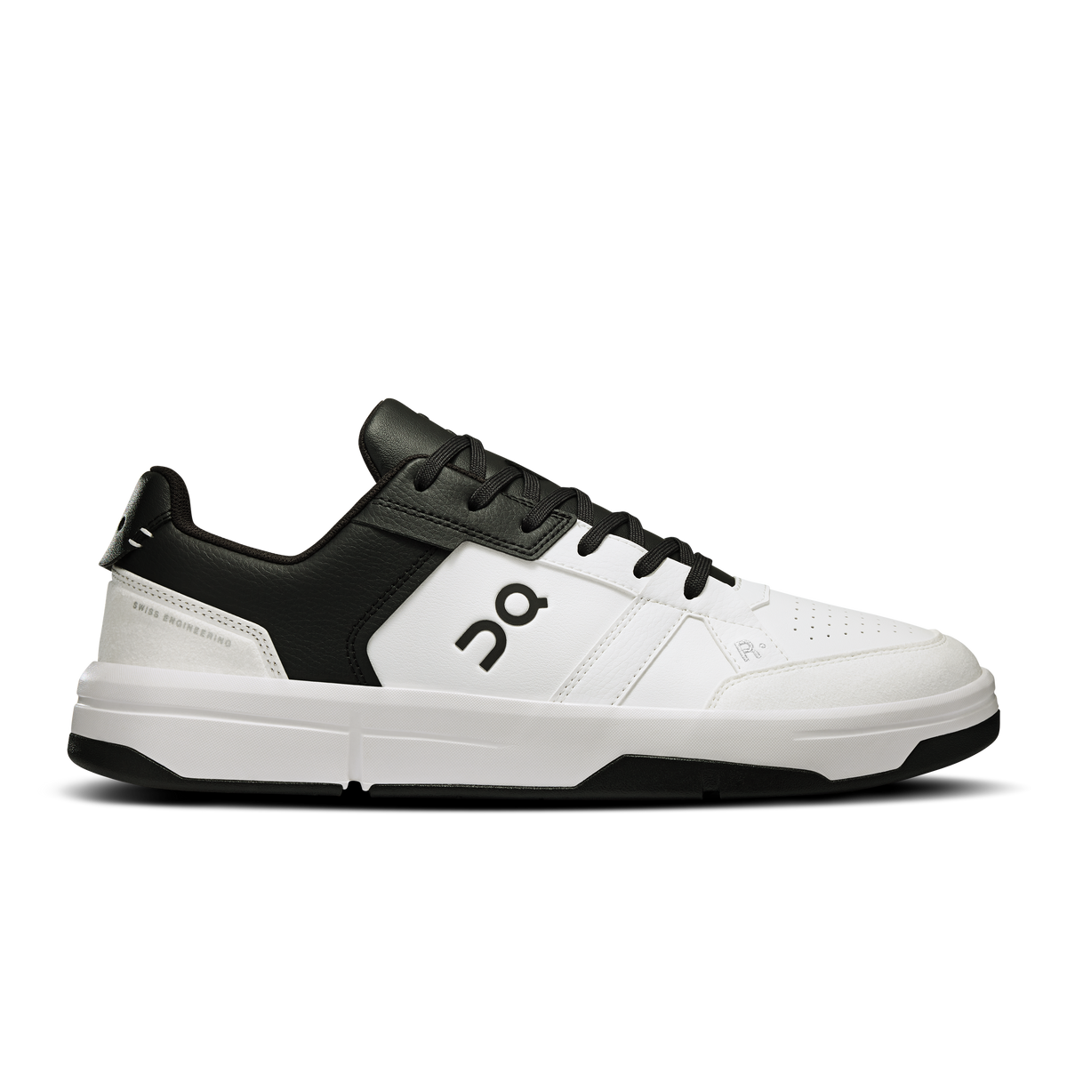 On Running men's Roger Clubhouse sneakers in white and black, lace-up, low profile