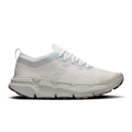 Women’s running shoes with pearl knit upper, light-blue collar, white laces, chunky sole