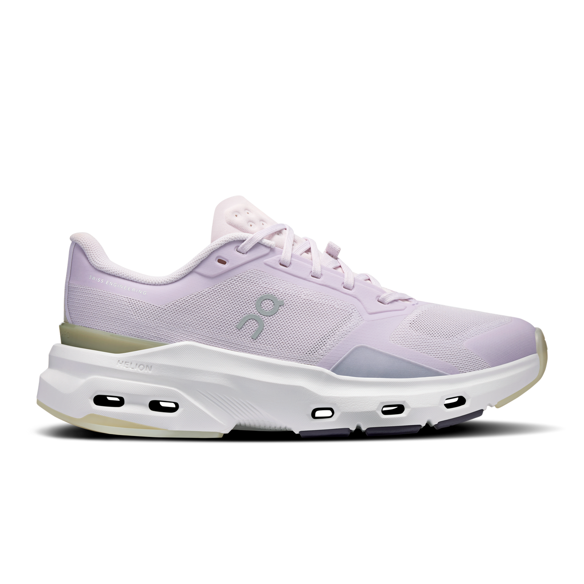 Women's light purple lace-up running shoes with white cloud sole pods