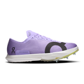 On Cloudspike Amplius 2 running shoes, purple upper with lime outsole, lace-up