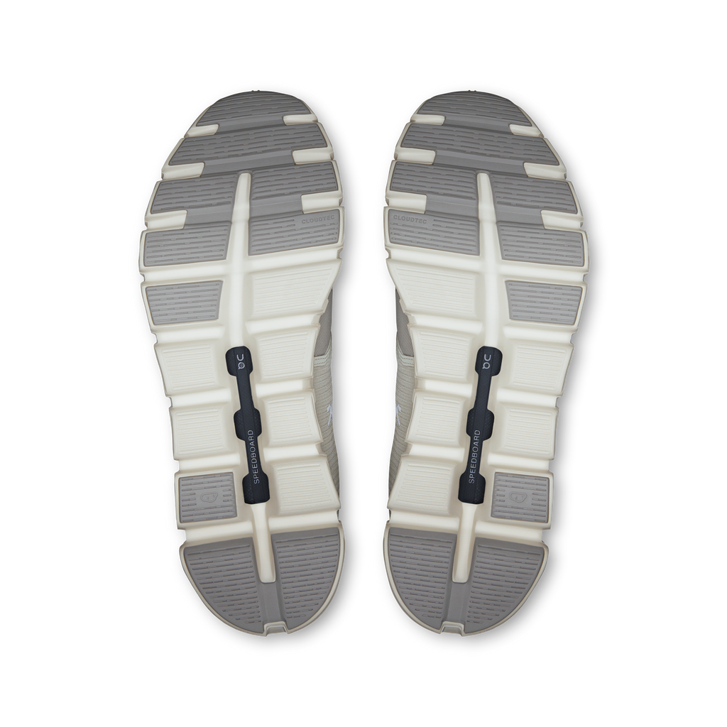 Men's waterproof running shoes outsole view, grippy tread on CloudTec pods