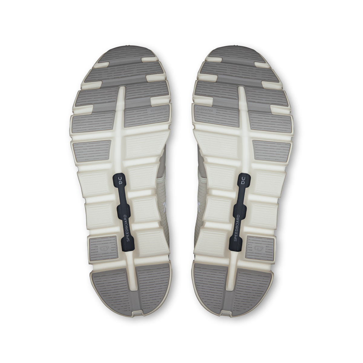 Men's waterproof running shoes outsole view, grippy tread on CloudTec pods
