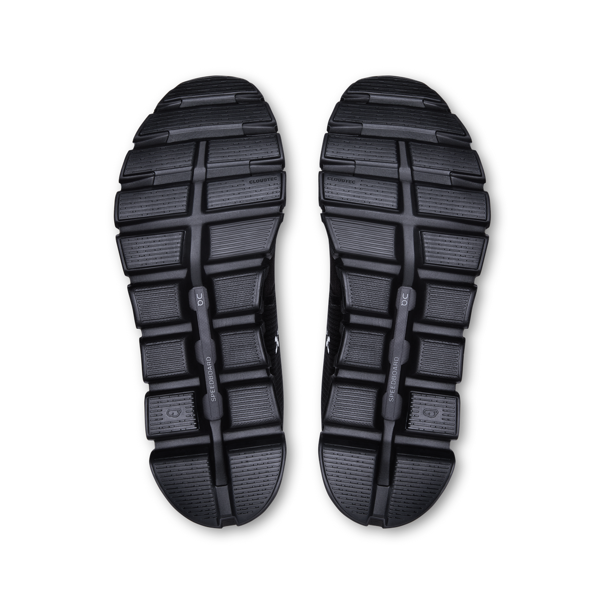 Black rubber outsole with deep tread grooves for wet traction