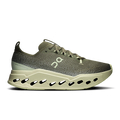 Men's On running shoes, olive knit upper with light seedling Cloud sole and lace-up design