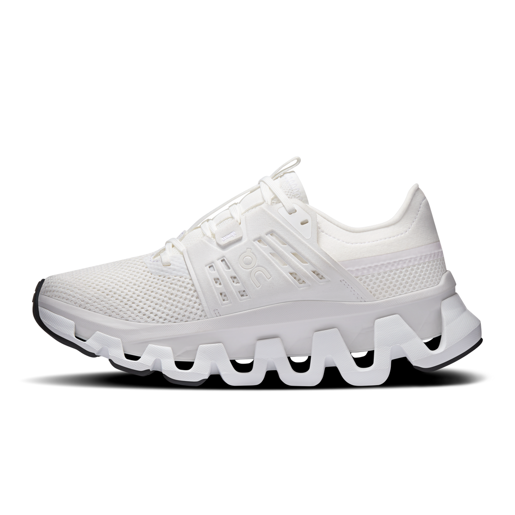 On women's Cloudswift Amp shoes, white side profile with textured mesh and laces