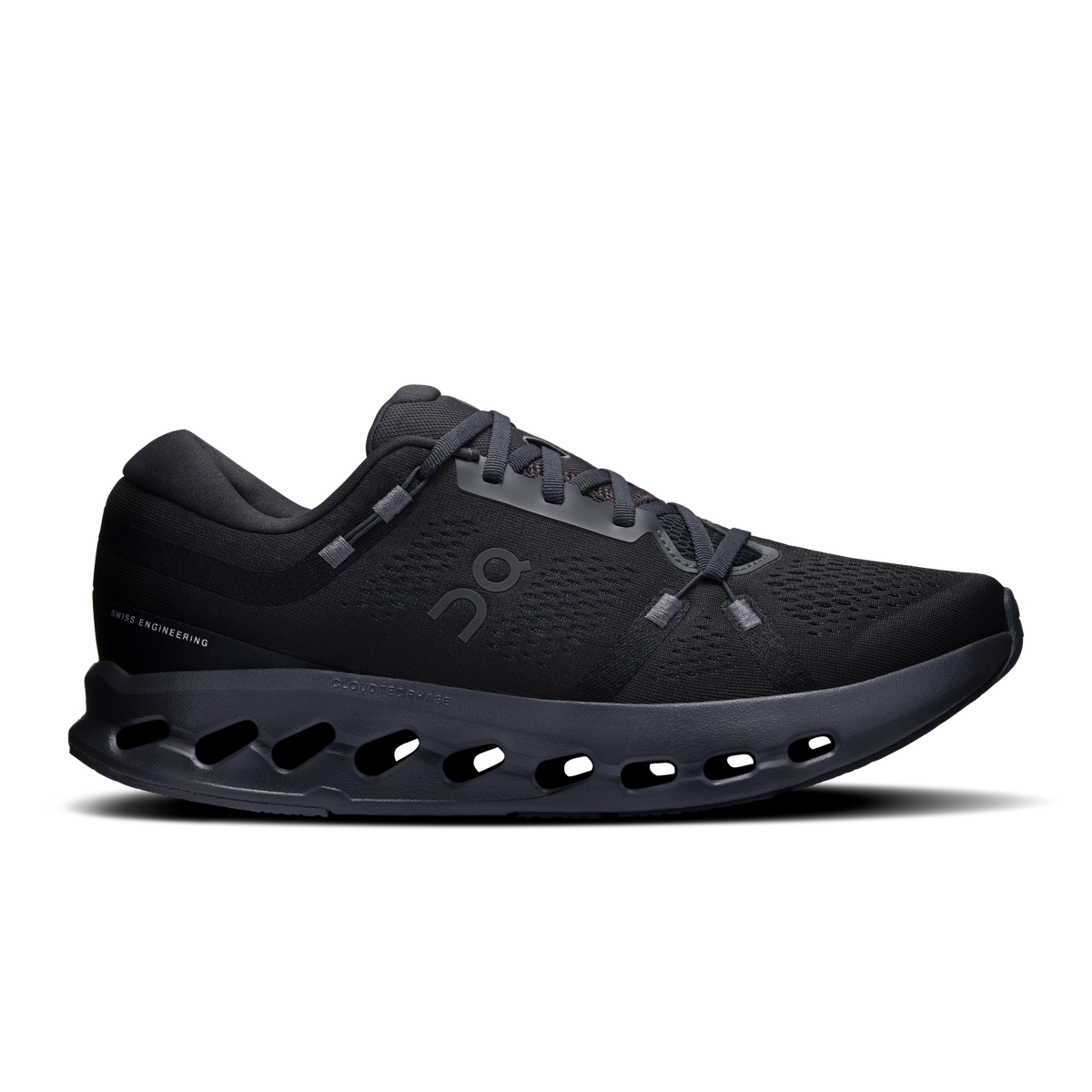 Men's On Cloudsurfer 2 running shoes, black knit upper and CloudTec cushioning sole