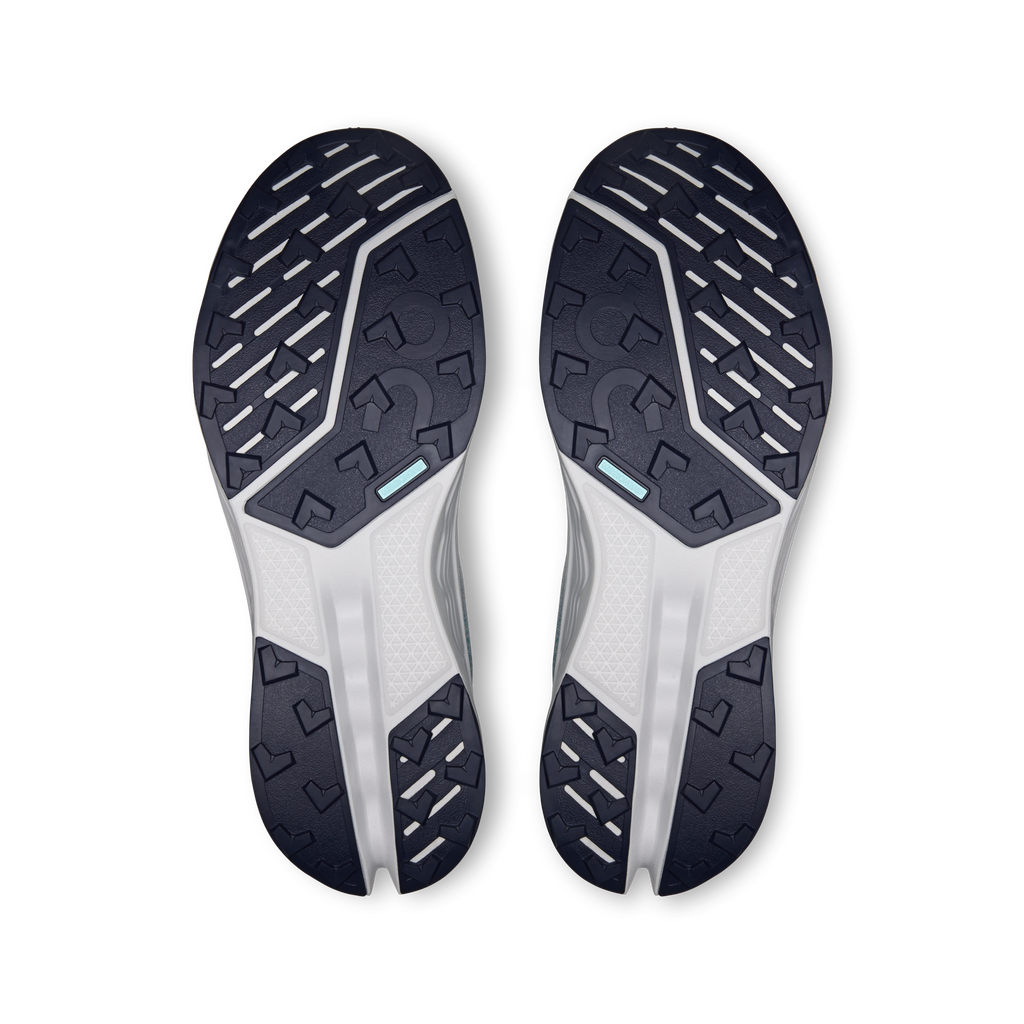 Pair of outsoles for waterproof trail running shoes with rugged tread