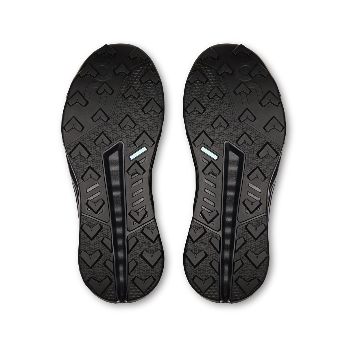 Women's waterproof running shoes black, rugged tread outsole pair