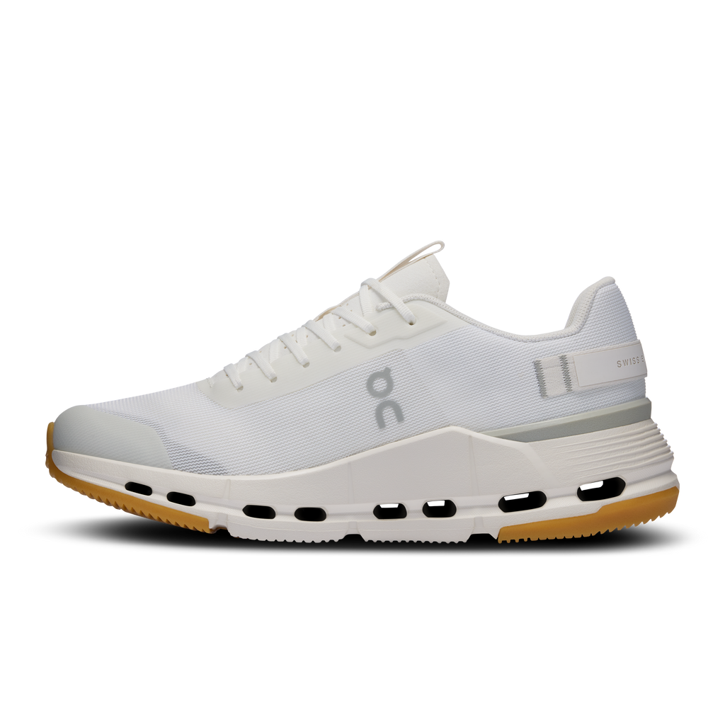 Women's Cloudnova Form 2 shoe, front-quarter view, white/ivory knit upper