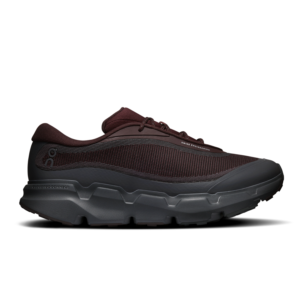 On Cloudsoma Hike men’s hiking shoes in dark burgundy knit with rugged dark sole