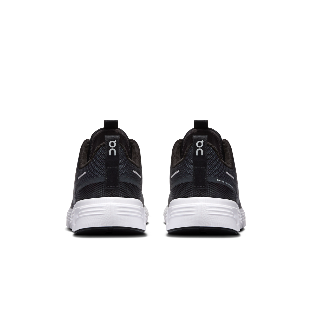 On Kids' Cloud Play 2 sneakers, rear view with white midsole and black heel tabs