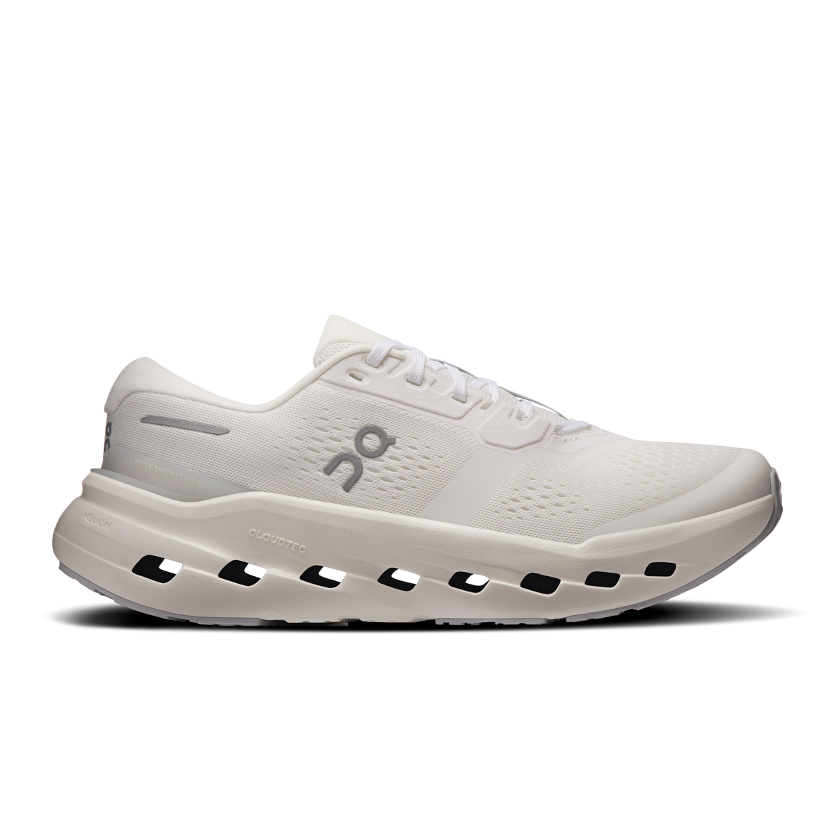 On Cloudrunner 3 wide running shoe, white upper and cloud cushion sole