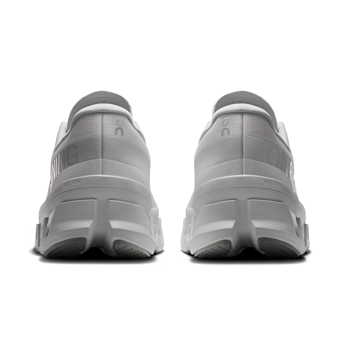 White women's running shoes heel view with padded collar and CloudTec outsole pods