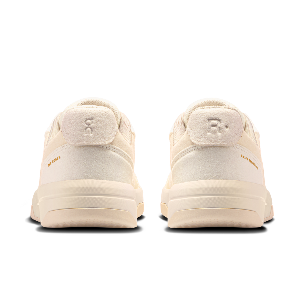 Women's On Running Roger Clubhouse Ace heel view, cushioned collar in ivory