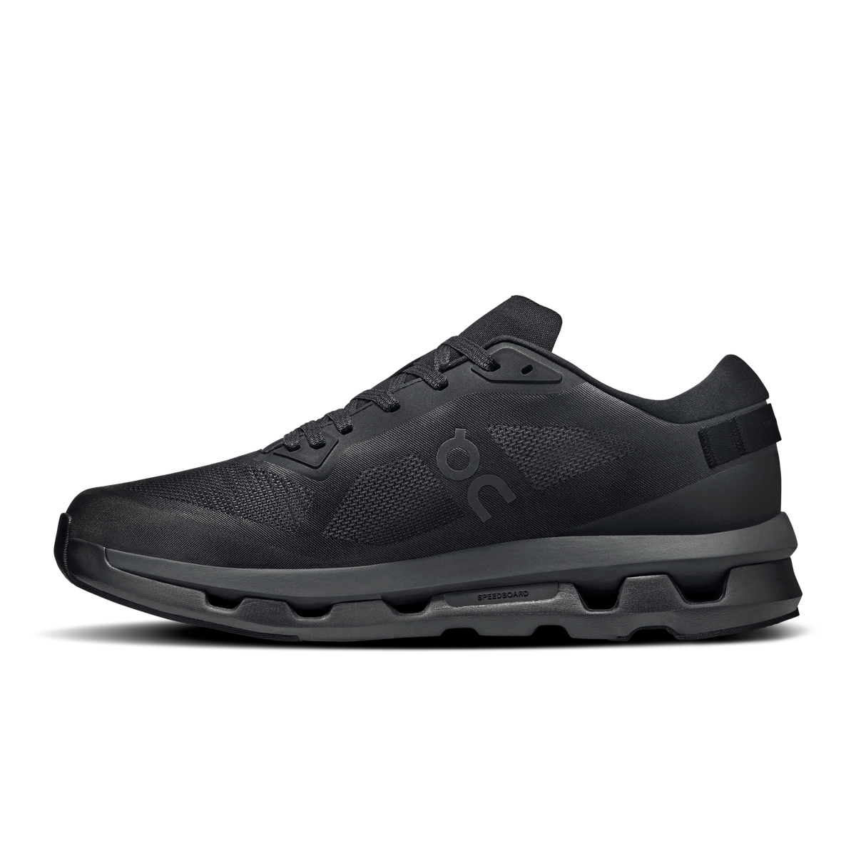 Men's On Cloudzone running shoes, black lace-up with low-profile cushioned midsole