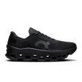 On Cloudmonster 1 women's black running shoes, lace-up side view with mesh upper.