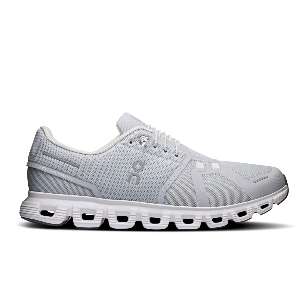 Men's running shoes in glacier gray with white accents, lace-up Cloud 6 style