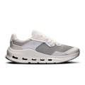 Women's running shoes in gray knit with white CloudTec sole and lace-up straps