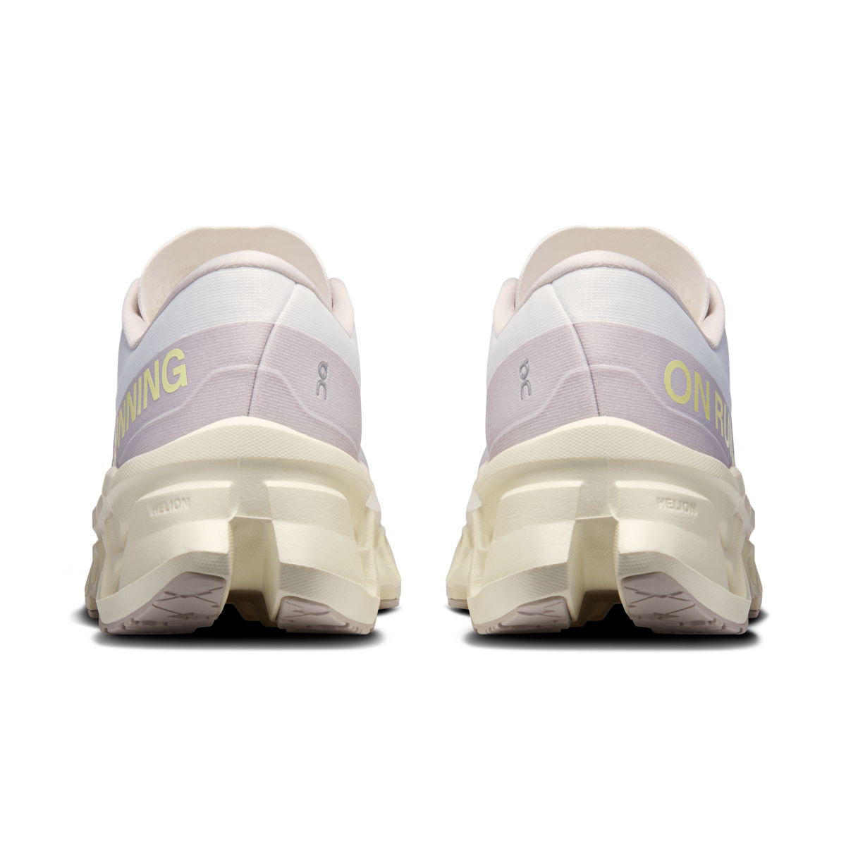Women’s On Cloudmonster 3 shoes, back view with cushioned heel