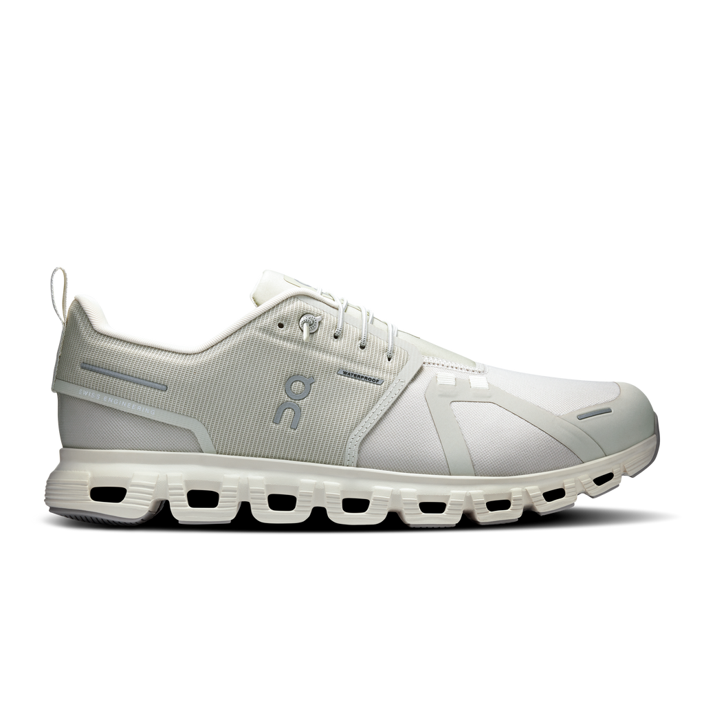 Men's waterproof running shoes in light gray with CloudTec cushioning pods