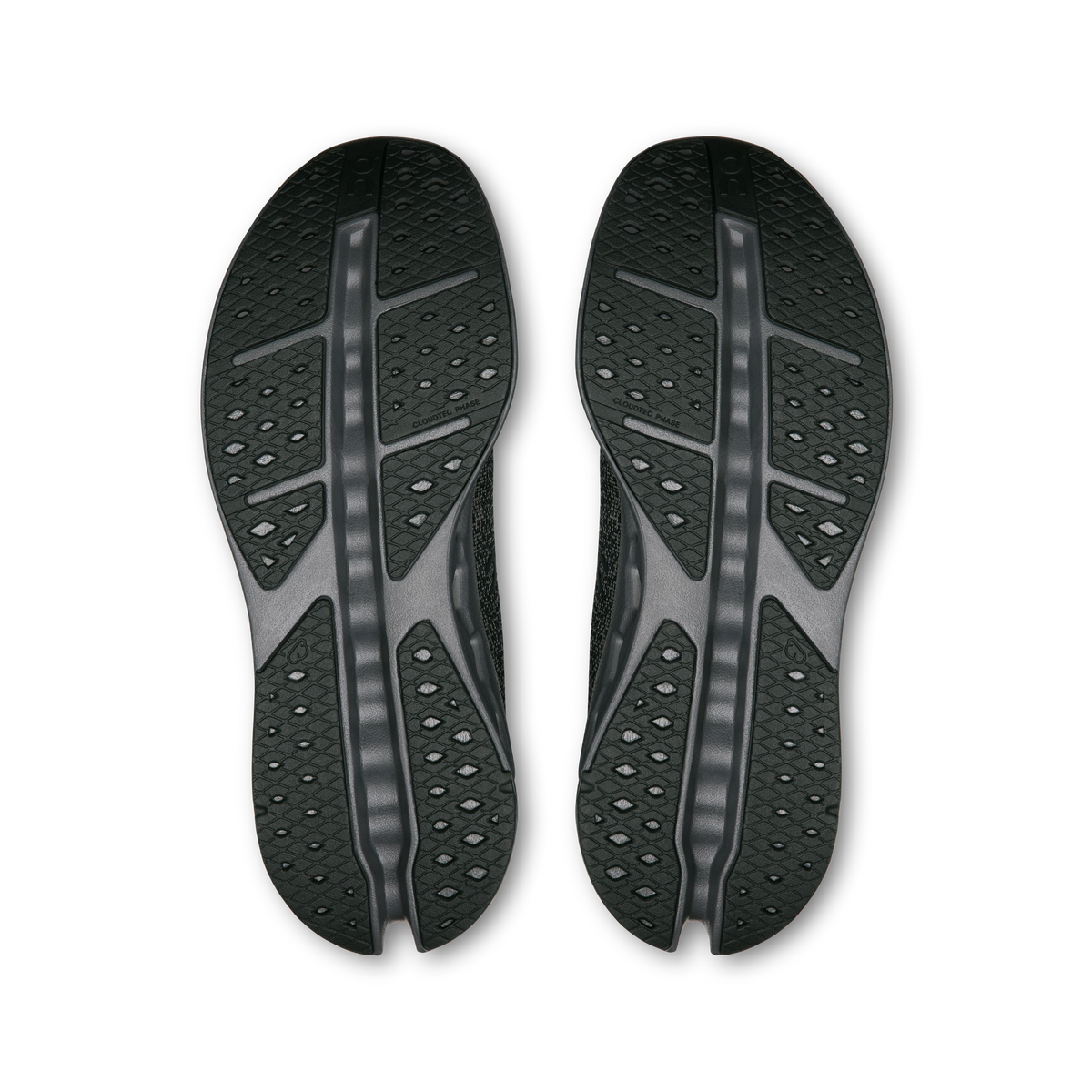 Shoe outsoles with deep traction lugs and central support rails