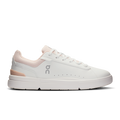 Women's On low-top lace-up shoes in white with rose trim, cushioned sole