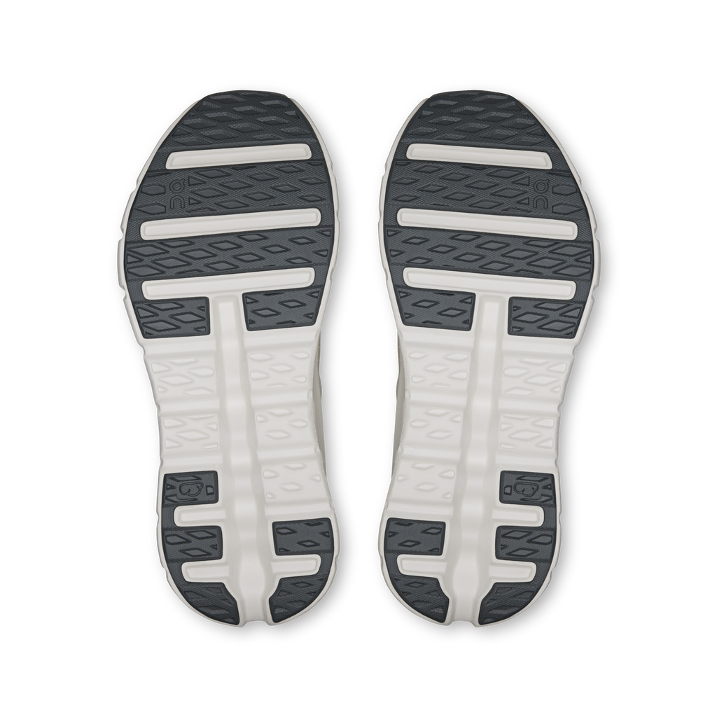 Women's shoe outsoles with molded tread and Cloud-style cushioning pods