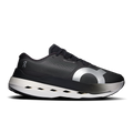 On Cloudboom Max men's running shoes, black knit upper and white cloud sole