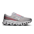 Men's On Cloudmonster 3 running shoes, light gray with pink accents and white sole pods