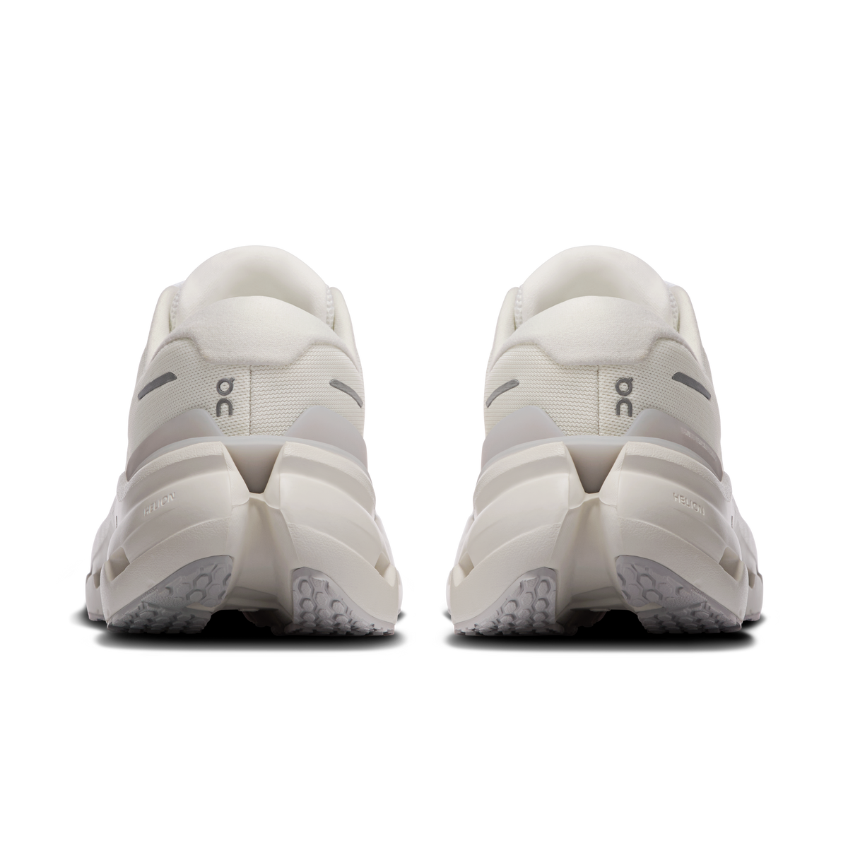 On Cloudrunner 3 wide running shoe, rear view with padded collar and heel logo