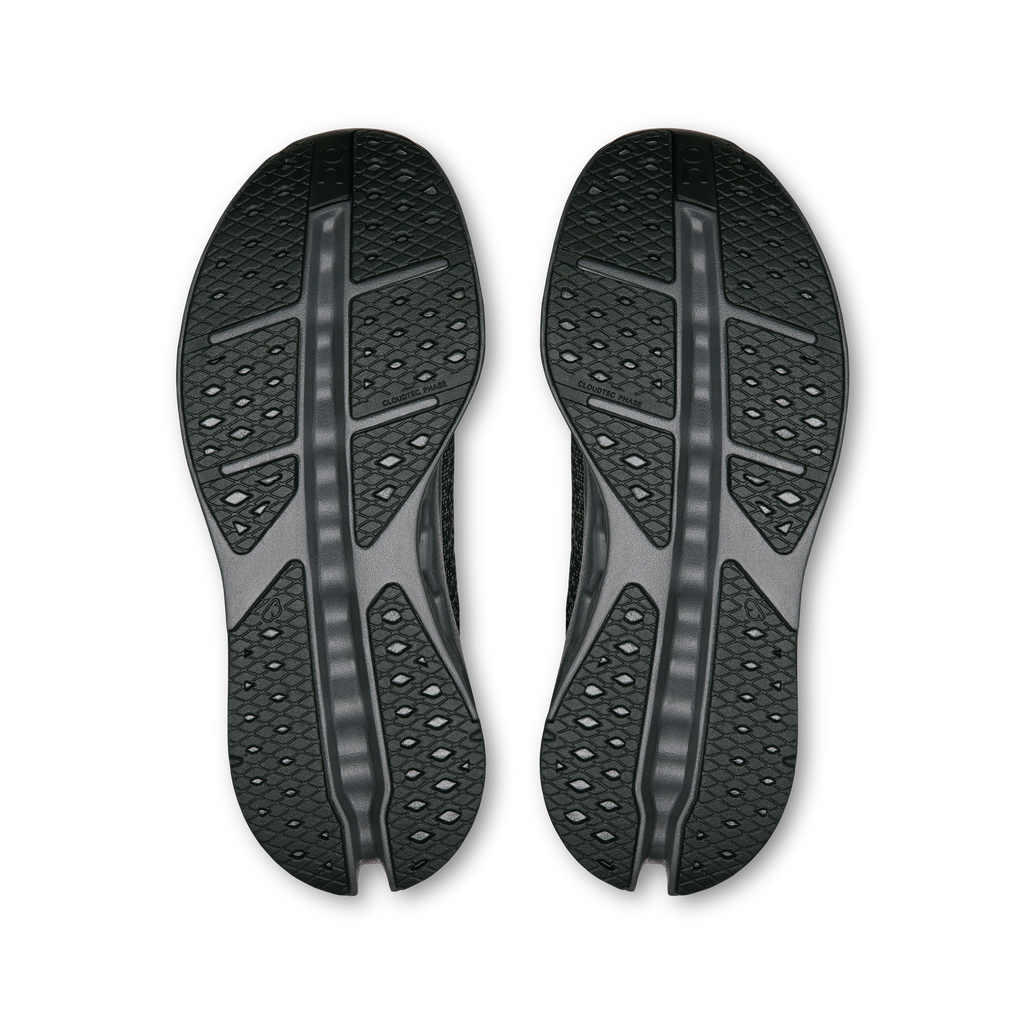 Women's running shoes outsole view with textured tread and central support