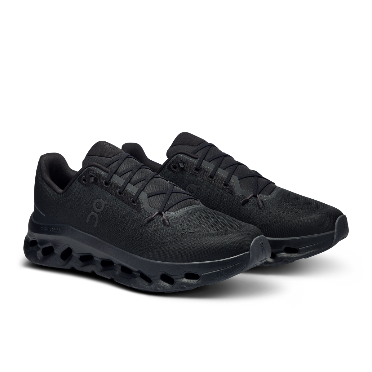 On Cloudtilt men's running shoes, dark black mesh upper with lace-up and CloudTec sole