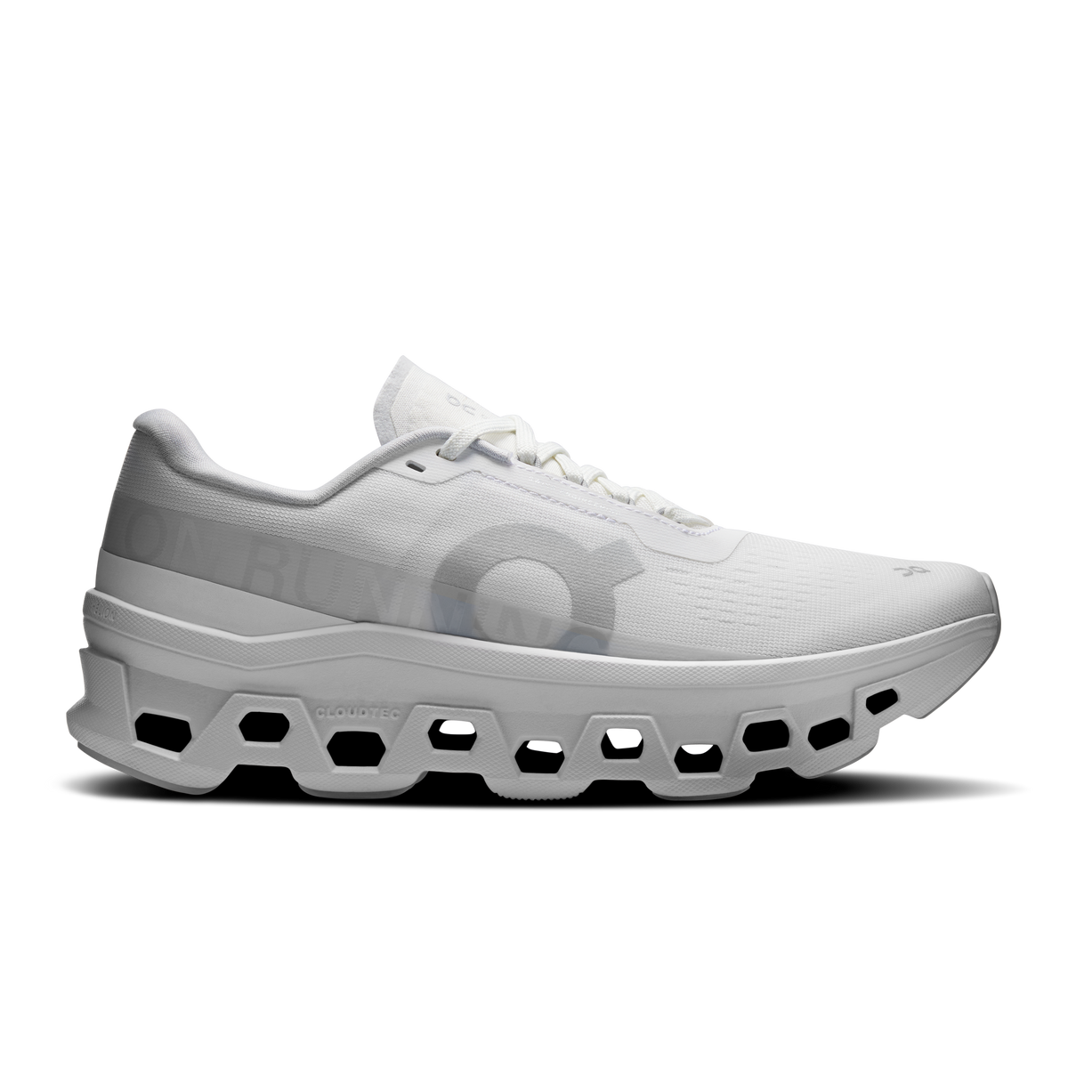 White women's running shoes with cushioned CloudTec outsole and lace-up upper