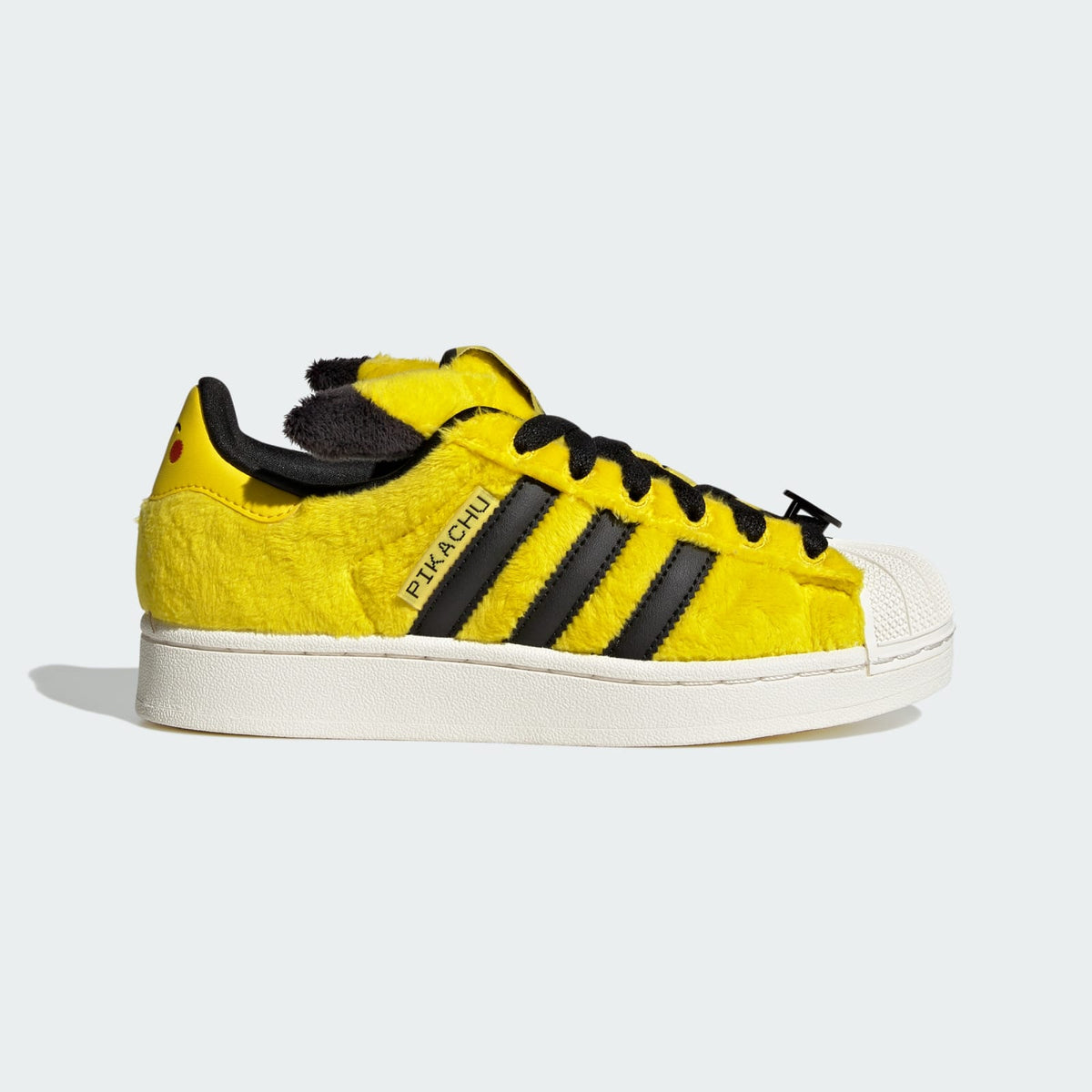 Adidas Kids' Pokémon Superstar II shoe, yellow with black stripes and white shell toe