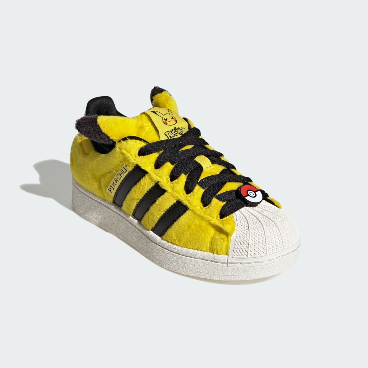 Adidas Kids' Pokémon Superstar II shoe, yellow fur with black stripes and white shell toe
