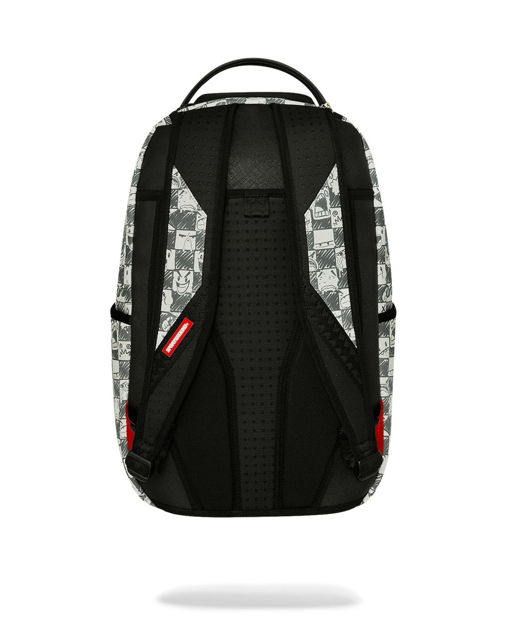 Sprayground backpack back panel with mesh shoulder straps and black support