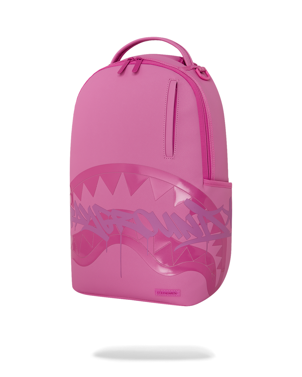 Pink shark-graphic bubble pop backpack bag with front wave print and top handle