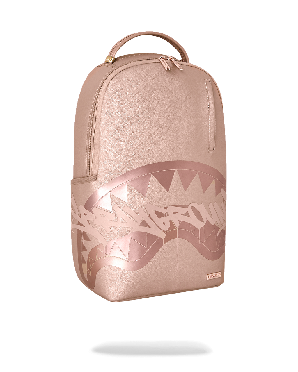 Sprayground rose backpack back view with vertical zipper pocket