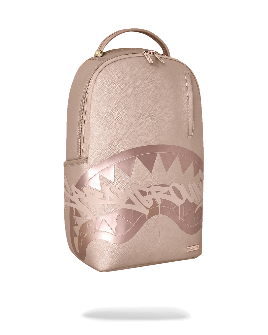 Sprayground rose backpack back view with vertical zipper pocket